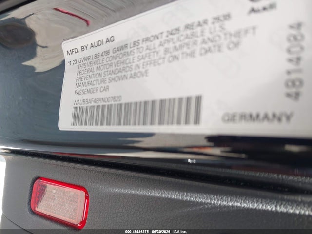 2024 Audi A4 Premium Plus 40 Tfsi Quattro S Tronic მანქანა იყიდება აუქციონზე, vin: WAUBBAF48RN007620, აუქციონის ნომერი: 45446375