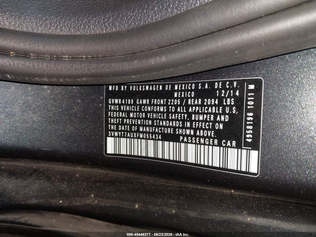 2015 Volkswagen Golf Gti 2.0t S 2-door მანქანა იყიდება აუქციონზე, vin: 3VWYT7AUXFM055434, აუქციონის ნომერი: 45446377