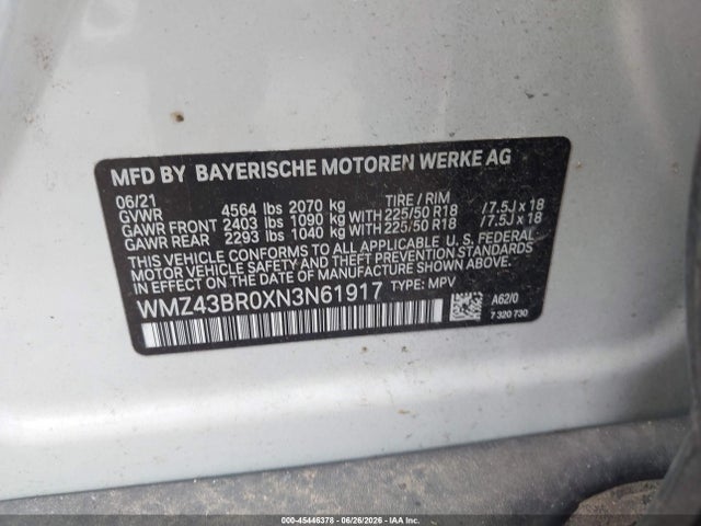 Aukcja sprzedaży 2022 Mini Countryman Cooper, vin: WMZ43BR0XN3N61917, numer aukcji: 45446378