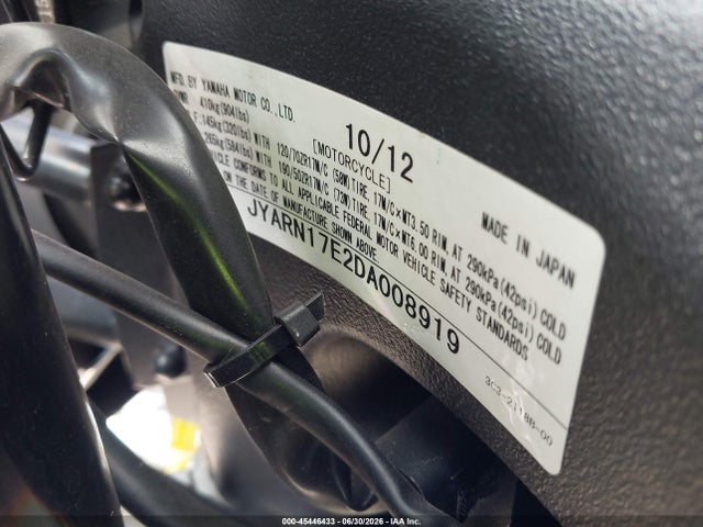 Auction sale of the 2013 Yamaha Fz1 S, vin: JYARN17E2DA008919, lot number: 45446433