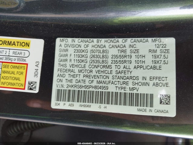 2HKRS6H95PH804959 Honda Cr-v Hybrid Sport Touring