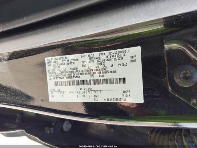 1FT7W2BT4NEE75757 Ford F-250 Platinum