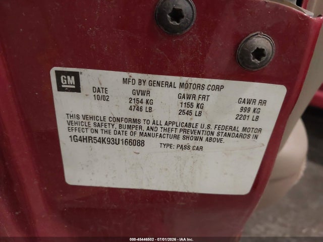 45446502 :رقم المزاد ، 1G4HR54K93U166088 vin ، 2003 Buick Lesabre Limited مزاد بيع
