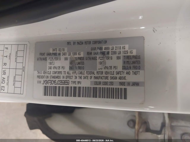 Aukcja sprzedaży 2018 Mazda Cx-5 Touring, vin: JM3KFBCM5J0359659, numer aukcji: 45446513