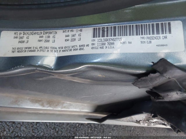 Продаж на аукціоні авто 2007 Chrysler Sebring Limited, vin: 1C3LC66K97N527715, номер лоту: 45446549