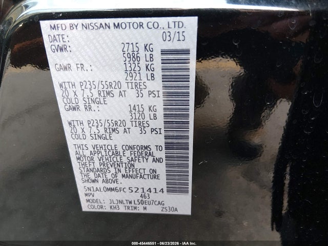 5N1AL0MM6FC521414 Infiniti QX60