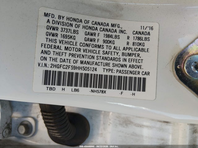 Honda Civic Lx 2017 2HGFC2F59HH505124 Image 9