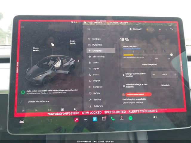 7SAYGDEF0NF381976 Tesla Model Y Performance Dual Motor All-wheel Drive