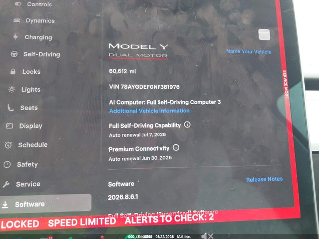 7SAYGDEF0NF381976 Tesla Model Y Performance Dual Motor All-wheel Drive