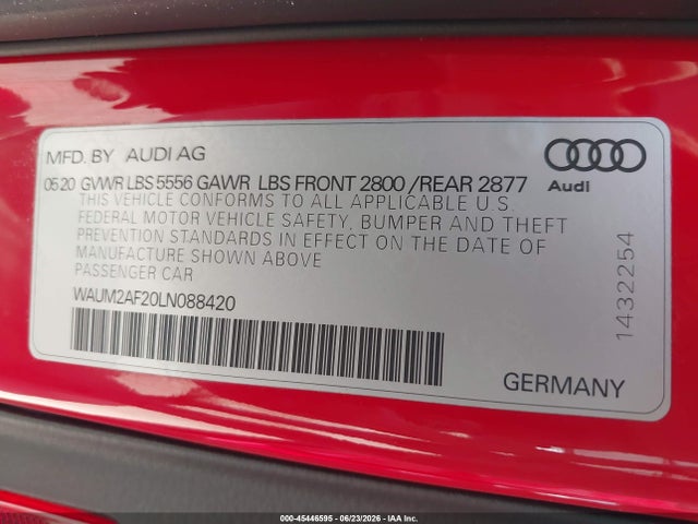 Продаж на аукціоні авто 2020 Audi A6 Prestige 55 Tfsi Quattro S Tronic, vin: WAUM2AF20LN088420, номер лоту: 45446595