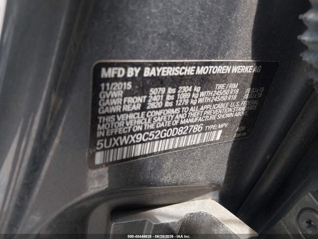 2016 Bmw X3 Xdrive28i მანქანა იყიდება აუქციონზე, vin: 5UXWX9C52G0D82786, აუქციონის ნომერი: 45446628