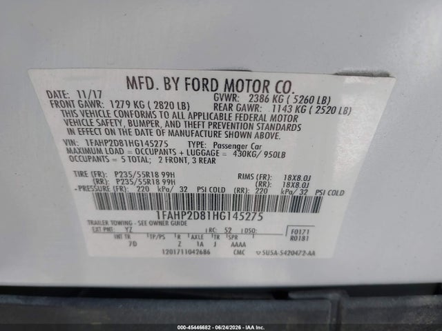 Ford TAURUS SE 2017 1FAHP2D81HG145275 Image 9