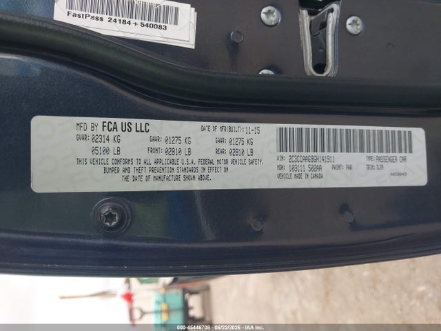 45446708 :رقم المزاد ، 2C3CCAAG9GH141911 vin ، 2016 Chrysler 300 Limited مزاد بيع