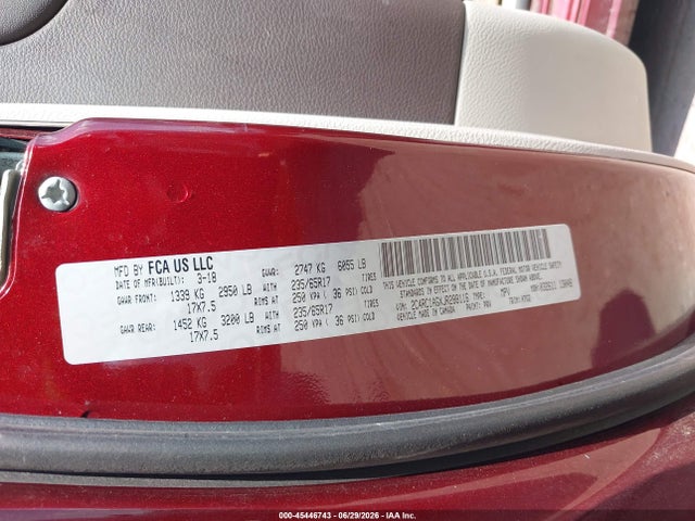 Aukcja sprzedaży 2018 Chrysler Pacifica L, vin: 2C4RC1AGXJR288116, numer aukcji: 45446743