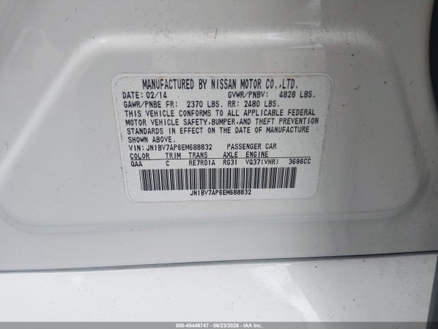 Aukcja sprzedaży 2014 Infiniti Q50 Premium, vin: JN1BV7AP6EM688832, numer aukcji: 45446747