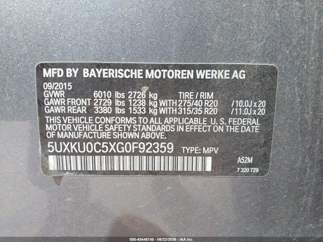 5UXKU0C5XG0F92359 BMW X6 Sdrive35i