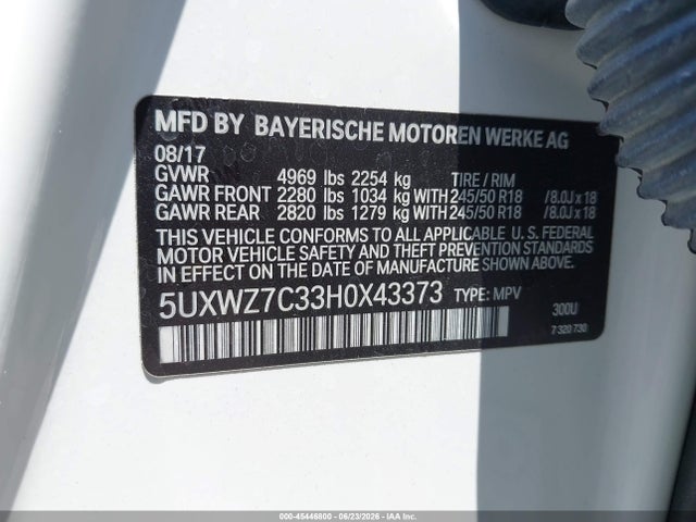 BMW X3 Sdrive28i 2017 5UXWZ7C33H0X43373 Image 9