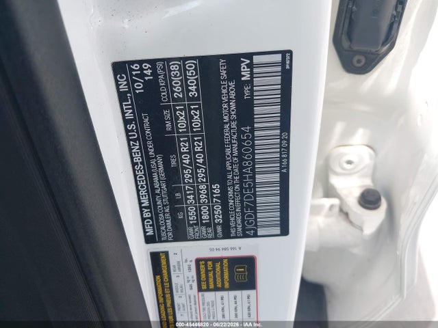 Продажа на аукционе авто 2017 Mercedes-benz Gls 550 4matic, vin: 4JGDF7DE5HA860654, номер лота: 45446820
