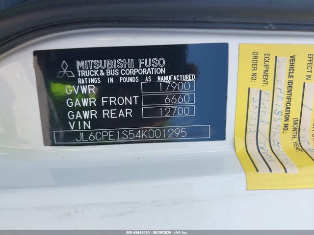 2004 Mitsubishi Fuso Truck Fh 210 მანქანა იყიდება აუქციონზე, vin: JL6CPE1S54K001295, აუქციონის ნომერი: 45446850