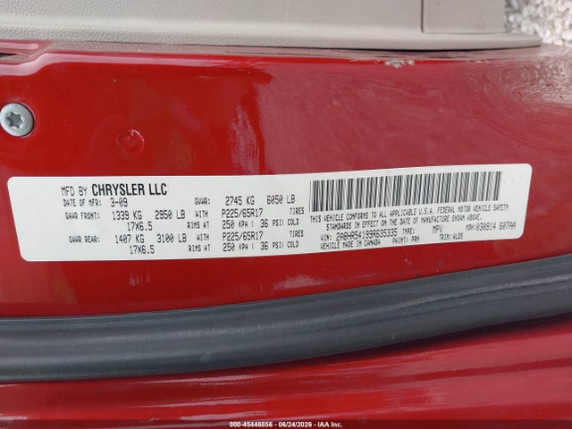 45446856 :رقم المزاد ، 2A8HR54199R635335 vin ، 2009 Chrysler Town & Country Touring مزاد بيع