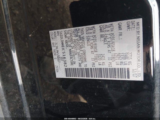 45446902 :رقم المزاد ، 5N1DL0MM8JC516382 vin ، 2018 Infiniti Qx60 مزاد بيع