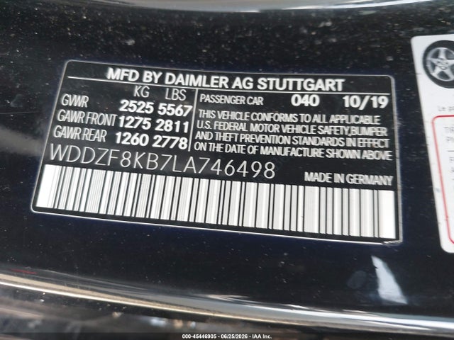 Aukcja sprzedaży 2020 Mercedes-benz Amg E 63 S 4matic, vin: WDDZF8KB7LA746498, numer aukcji: 45446905