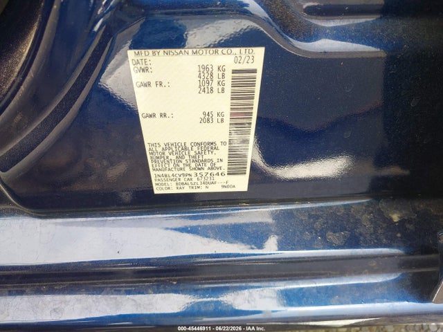 2023 Nissan Altima Sr Fwd მანქანა იყიდება აუქციონზე, vin: 1N4BL4CV9PN357646, აუქციონის ნომერი: 45446911