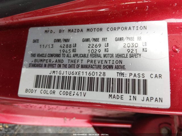 Aukcja sprzedaży 2014 Mazda Mazda6 I Sport, vin: JM1GJ1U6XE1160128, numer aukcji: 45446930