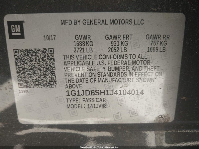 Chevrolet Sonic Lt Auto 2018 1G1JD6SH1J4104014 Image 9