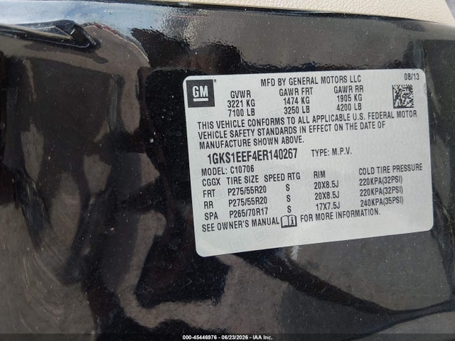 2014 Gmc Yukon Denali მანქანა იყიდება აუქციონზე, vin: 1GKS1EEF4ER140267, აუქციონის ნომერი: 45446976