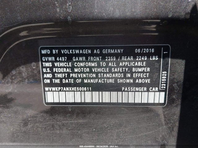 WVWKP7ANXHE500611 Volkswagen Cc 2.0t Sport