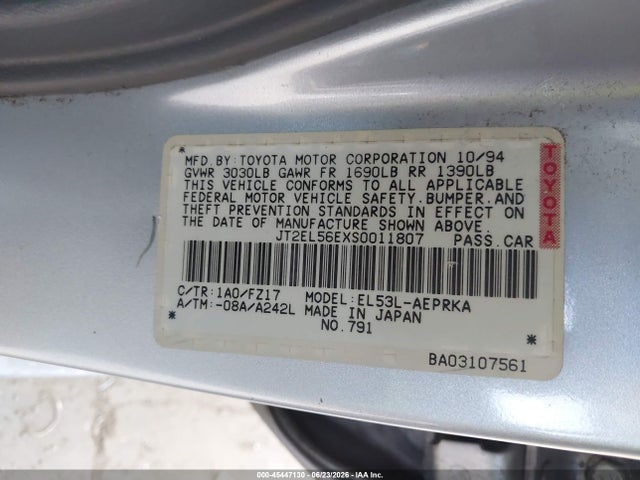 45447130 :رقم المزاد ، JT2EL56EXS0011807 vin ، 1995 Toyota Tercel Dx مزاد بيع