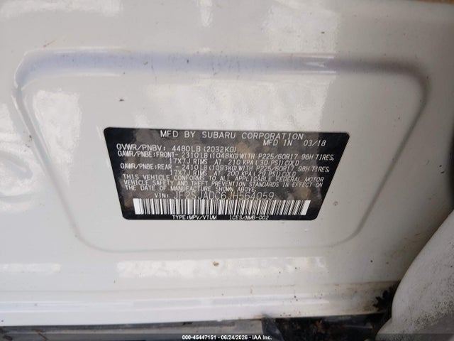 Продаж на аукціоні авто 2018 Subaru Forester 2.5i Premium, vin: JF2SJADC6JH564059, номер лоту: 45447151