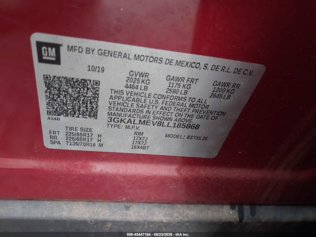 Aukcja sprzedaży 2020 Gmc Terrain Fwd Sle, vin: 3GKALMEV8LL185868, numer aukcji: 45447164