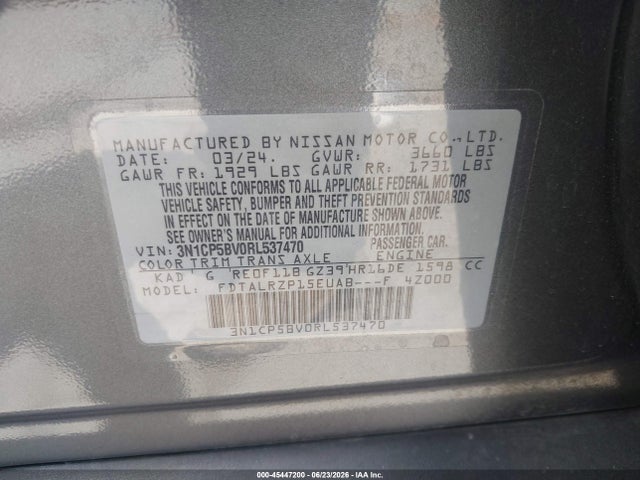3N1CP5BV0RL537470 Nissan Kicks S Xtronic Cvt
