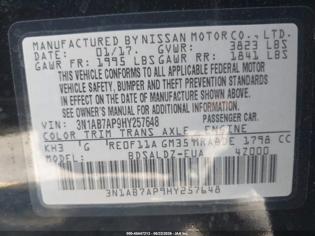 Nissan SENTRA SV 2017 3N1AB7AP9HY257648 Image 9
