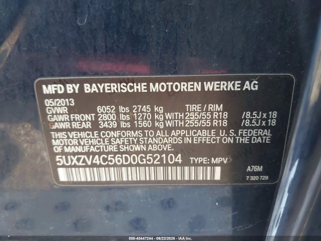 Aukcja sprzedaży 2013 Bmw X5 Xdrive35i/xdrive35i Premium/xdrive35i Sport Activity, vin: 5UXZV4C56D0G52104, numer aukcji: 45447244