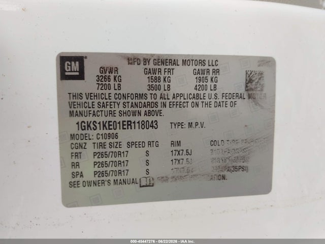 1GKS1KE01ER118043 GMC Yukon Xl 1500 Slt