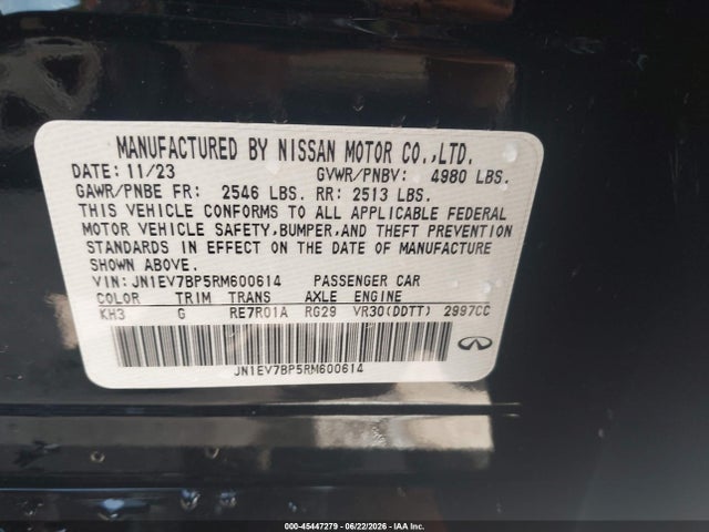 Продажа на аукционе авто 2024 Infiniti Q50 Luxe, vin: JN1EV7BP5RM600614, номер лота: 45447279