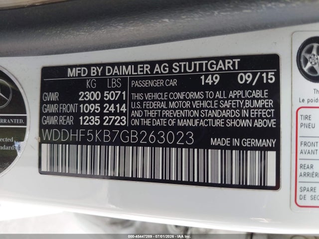 45447289 :رقم المزاد ، WDDHF5KB7GB263023 vin ، 2016 Mercedes-benz E 350 مزاد بيع