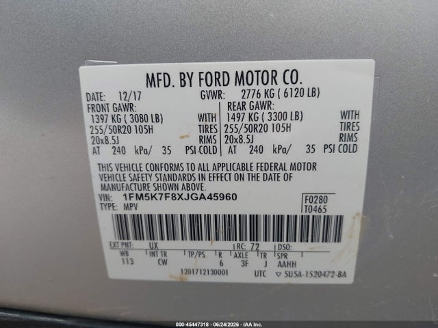 Ford Explorer Limited 2018 1FM5K7F8XJGA45960 Image 9