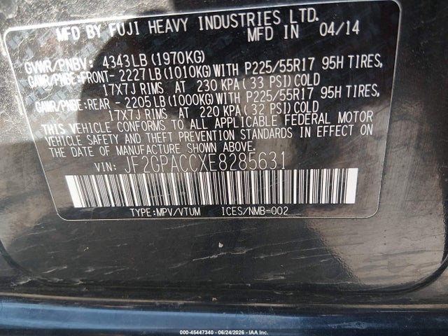 JF2GPACCXE8285631 Subaru Xv Crosstrek 2.0i Premium