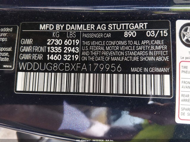 Mercedes-Benz S 550 2015 WDDUG8CBXFA179956 Image 9