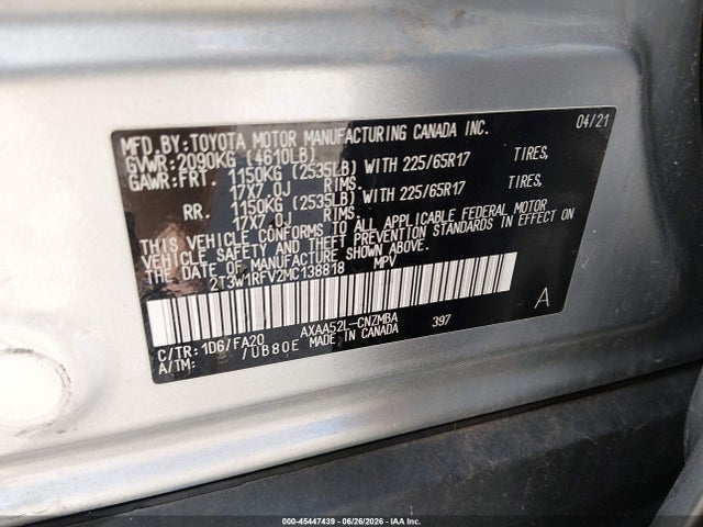 Toyota Rav4 Xle 2021 2T3W1RFV2MC138818 Image 9