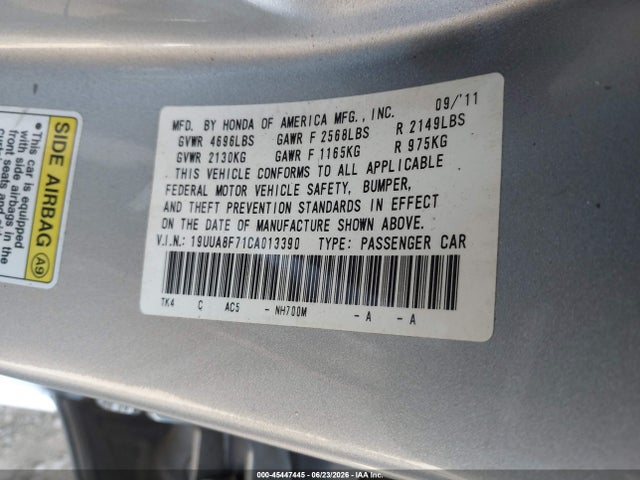 Продаж на аукціоні авто 2012 Acura Tl 3.5, vin: 19UUA8F71CA013390, номер лоту: 45447445