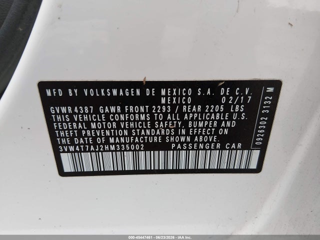 Продаж на аукціоні авто 2017 Volkswagen Jetta Gli, vin: 3VW4T7AJ2HM335002, номер лоту: 45447461