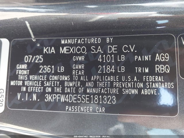Продаж на аукціоні авто 2025 Kia K4 Gt-line, vin: 3KPFW4DE5SE181323, номер лоту: 45447462