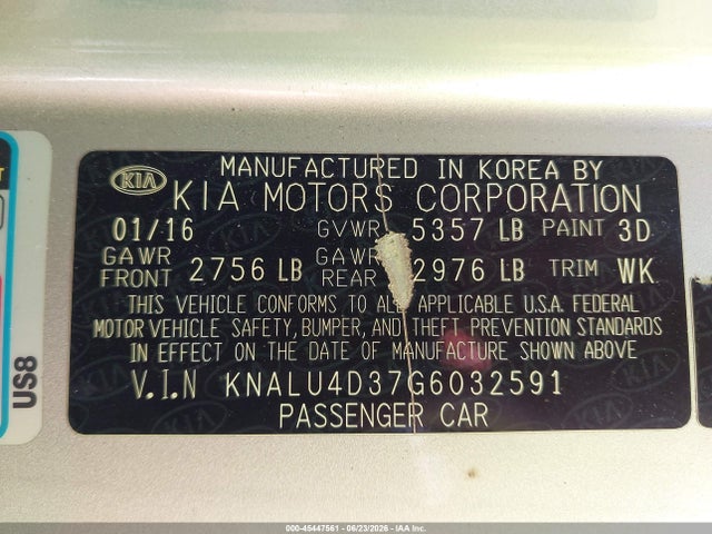 Продажа на аукционе авто 2016 Kia K900 Luxury 3.8l, vin: KNALU4D37G6032591, номер лота: 45447561