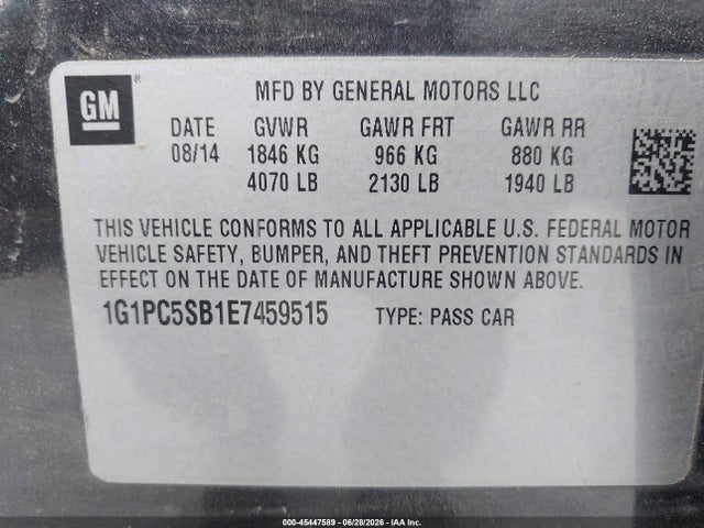 1G1PC5SB1E7459515 Chevrolet Cruze 1lt Auto