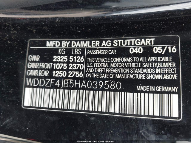 Продаж на аукціоні авто 2017 Mercedes-benz E 300, vin: WDDZF4JB5HA039580, номер лоту: 45447598